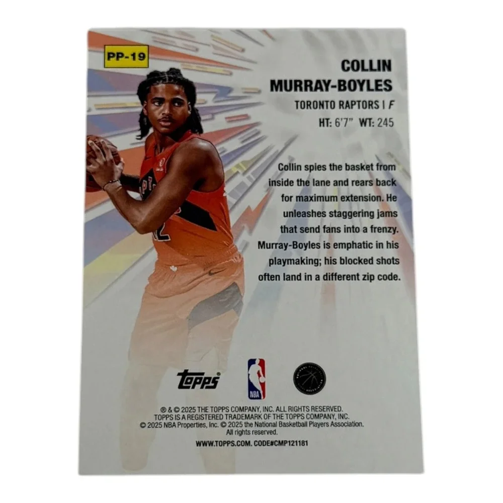 2025 Topps Power‎ Players Collin Murray-Boyles RC PP-19 Toronto Raptors Rookie